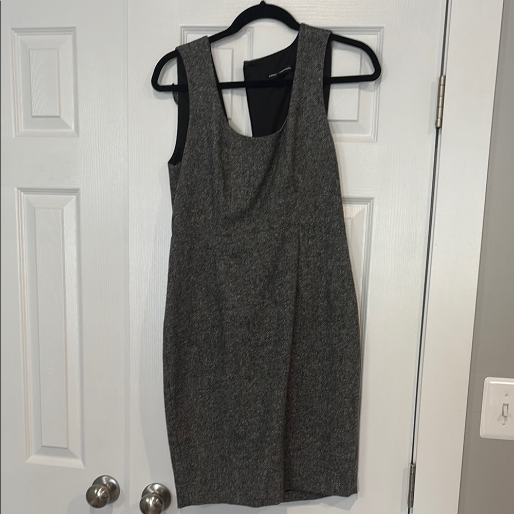 Express Gray Scoop Neck Sheath Midi Dress